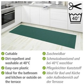 Tappeto da bagno in plastica verde scuro 65x200 cm Petrol - Wenko