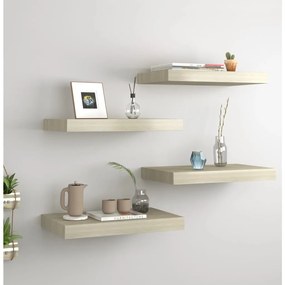 Scaffali A Parete 4 Pz Rovere 40x23x3,8 Cm İn Mdf /