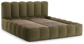 Letto matrimoniale imbottito verde con contenitore con rete inclusa 180x200 cm Lupine – Micadoni