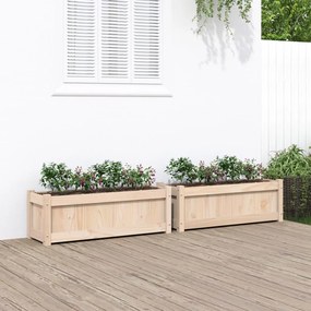 Fioriere Da Giardino 2 Pz İn Legno Massello Di Pino /