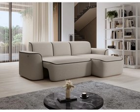 Divano angolare beige (con penisola a destra/con chaise lounge) e rivestimento in bouclé Ume – ELTAP