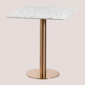 Tavolo Da Bar Quadrato In Terrazzo (60x60 Cm) Malibu Bianco & Oro Rosa - Sklum