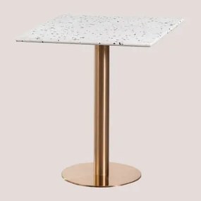 Tavolo da bar quadrato in terrazzo (60x60 cm) Malibu Bianco & Oro - Sklum