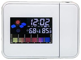 Sveglia Digitale con Proiettore Termometro Igrometro Allarme Calendario Timer Bianco