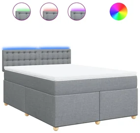 Giroletto a molle con materasso grigio chiaro 140x200cm tessuto