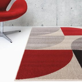 Tappeto Casa ventagli geometrico grigio e rosso, L 230 x L 160 cm