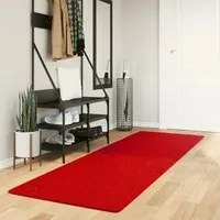 Tappeto a Pelo Corto Morbido e Lavabile Rosso 80x250 cm 375168