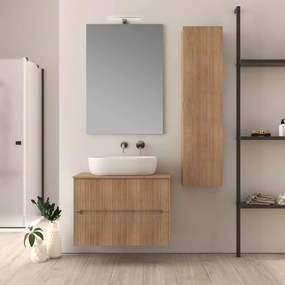 Mobile da bagno per lavabo da appoggio cannettato 80 cm rovere tabacco Palermo