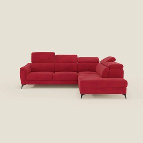 Arcos Divano angolare - piedini alti e poggiatesta reclinabili in microfibra impermeabile T11 rosso