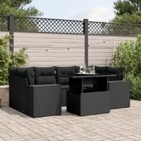 Set Divani da Giardino con Cuscini 7pz Nero Polyrattan 3269015