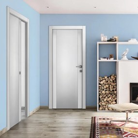 Porta interna a battente Kent Vetrata in vetro colore bianco, L 80 x H 210 cm, apertura reversibile