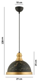 Lampadario a sospensione con cavo MONZA, 1xE27/40W/230V, Ø 29 cm, nero/bronzo