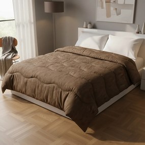 Trapunta invernale matrimoniale marrone trama in rilievo