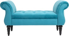 Panca con Braccioli in Tessuto Velluto Capitonné 117x40x58 cm  Blu...