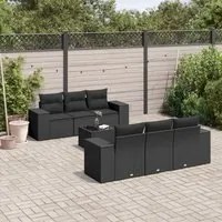 Set Divani da Giardino con Cuscini 7pz Nero Polyrattan 3222304