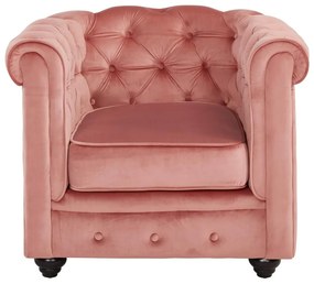 Lotto di 2 poltrone  CHESTERFIELD in velluto Rosa cipira
