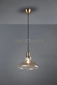 Aldo sospensione vetro campana ambra montatura ottone anticato d. 2...