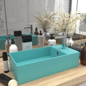 Lavandino Con Troppopieno İn Ceramica Verde Chiaro /