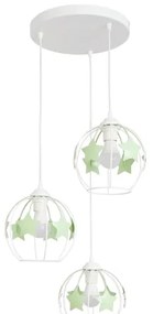 Lampadario a sospensione per bambini STARS 3xE27/15W/230V verde/bianco
