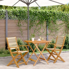 Set Da Bistrot 3pz Beige İn Polipropilene E Legno Massello /