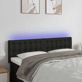 Testiera A Led Nera 144x5x78/88 Cm İn Tessuto /