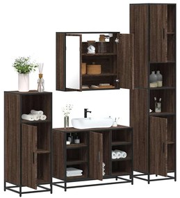 Set Mobili Da Bagno 4 Pz Rovere Marrone İn Legno Multistrato /