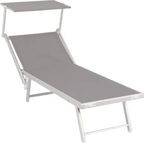 Lettino Prendisole In Alluminio E Textilene 61x186x40 Cm Pool Telo Grigio