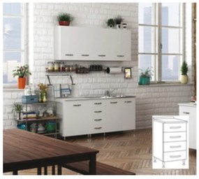 Kit Cucina Base 4 Cassetti 40X50Xh85 Cm Bianco