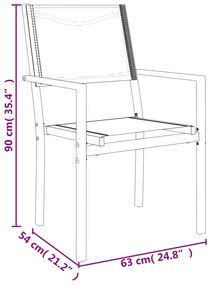 Set da Pranzo da Giardino 9 pz Nero in Acciaio e Textilene