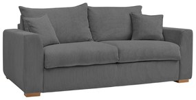 Divano grigio allungabile con rivestimento in velluto a coste 225 cm Augustin – Bobochic Paris