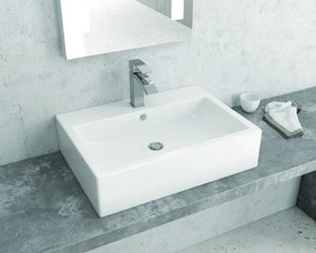 Lavabo da appoggio 61cm rettangolare in ceramica bianca | Litos-260 - KAMALU