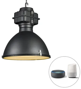 Lampada a sospensione industriale intelligente nera 53 cm incl. A60 Wifi - Sicko