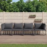 Set Divani da Giardino 4 pz con Cuscini Antracite in Polyrattan 3186699