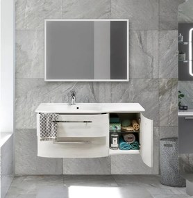 Mobile bagno sospeso con lavabo rovere bianco, 1 anta 2 cassetti per vasca a sinistra Contea