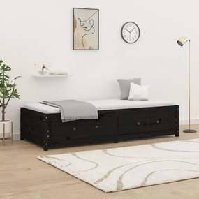 Dormeuse nera 75x190cm 2ft6 small single legno massello di pino