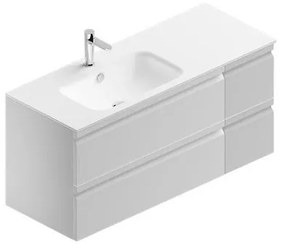 Mobile sottolavabo e lavabo Pull bianco opaco in mdf L 120 x H 56 x P 46 cm 1 vasca 4 cassetti