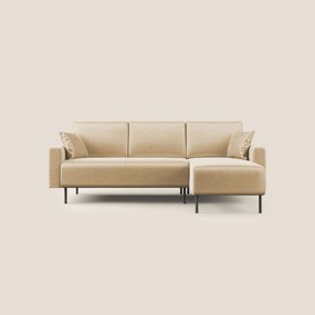 Arthur divano moderno angolare in velluto morbido impermeabile T01 beige Sinistro