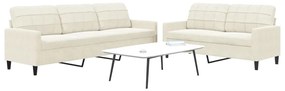 Set Di Divani 2 Pz Con Cuscini Crema İn Velluto /