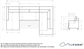 Divano letto angolare in velluto color petrolio (angolo sinistro) Lofty Lilly - Miuform