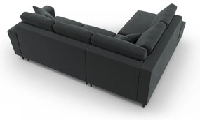 Divano angolare grigio scuro allungabile e con contenitore (con penisola a sinistra/a L) con rivestimento in velluto Kyoto – Cosmopolitan Design