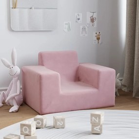 Divano Per Bambini Rosa İn Morbido Peluche /