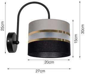Applique CORAL 1xE27 / 60W / 230V nero / grigio