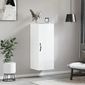 Mobile Parete Bianco Lucido 34,5x34x90 Cm İn Legno Multistrato /