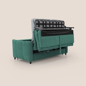 Peonia divano letto scandinavo con materasso H18 cm e morbido e alto schienale in tessuto Bouclé impermeabile T07 verde