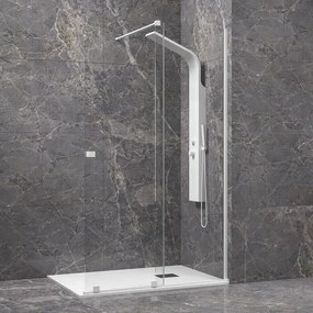 Kamalu - Doccia walk in con anta scorrevole 140 cm profilo bianco | KNM4000W-B
