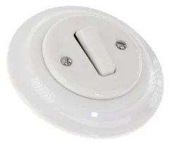 Bohemia-Design - Interruttore singolo retrò in porcellana con cornice n. 1 bianco