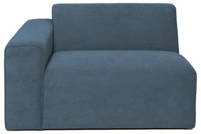 Divano componibile blu (con penisola a sinistra) con rivestimento in velluto a coste Sting – Scandic