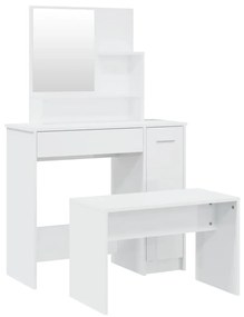 Set tavolo da toeletta bianco lucido 86,5x35x136 cm