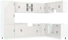 Mobiletto da cucina  &quot;&quot;kalmar&quot;&quot; con doppi lavabi in legno ingegnerizzato bianco lucido