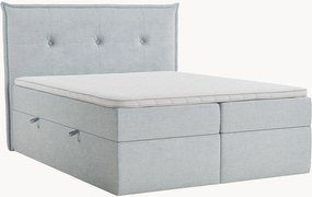 Letto boxspring in ciniglia fatto a mano con contenitore Aussie, H3